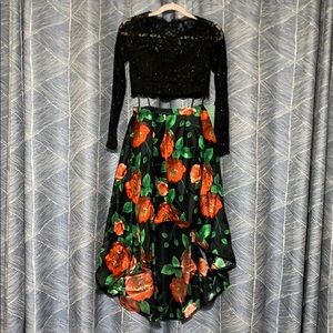MyMichelle Black/Red Floral 2 Piece High-Low Dress
